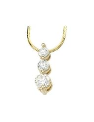 Jewelplus 1 ct tw 3-Stone Diamond Necklace 14K Yellow 1 Ct Tw