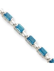 Sterling Silver Rectangular Blue Topaz Bracelet