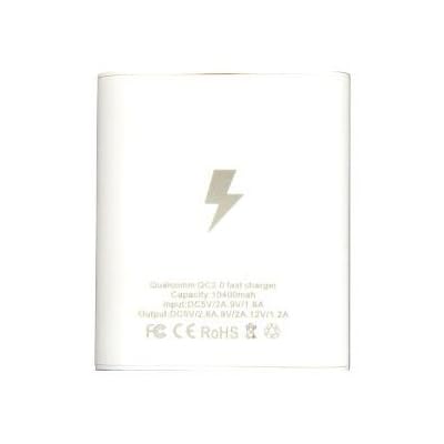 Maxxlite 10400mAh Rubberized Finish Qualcomm Quick Charge 2.0 Power Bank - White