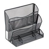 Mesh Two-Pocket File Stand/Organizer, 5 Sections, 13-7/8w x 8d x 12-1/2h, Black