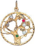 Tree of Life in Open Circle, 14K Gold Charm