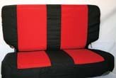 Rampage Products Interior Comfort Combo Packs Polycanvas - Rear Jeep Wrangler 2003 to 2006 Rear -Black & Red -Polycanvas Seat Cover and, 2 Belt pads