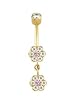14 karat Yellow Gold Double Flower Belly Button Ring Nickel Free