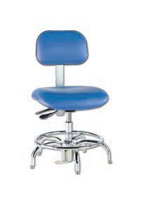 Biofit Engineered Seating, Class 100/Static Control, 1Q-Kvuv Series, H1Q51-K-R-Vuv*, Seat Ht. Adj.: 17 - 22", Wt. (Lbs.): 32, Option A: Microcon Blue Vinyl, 1Q51-K-R-Vuv*
