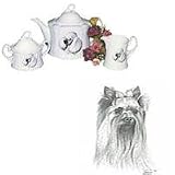 Yorkshire Terrier Tea Set, Porcelain by Rosalinde
