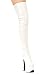 CANDY 6 1/2 Inch Chunky Heel Thigh Hi Boots White Stretch Patent Pleaser