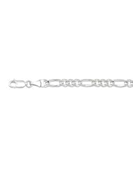 14K White Gold 4.6mm wide Diamond Cut Alternate Classic Figaro Chain with Lobster Clasp
