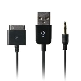 Delivered Free by Amazon - 3.5mm Audio and USB Interface Cable. 115cm 3-in-1 Apple Dock Connector to 3.5mm Audio AUX and USB Cable for iPhone 3G S, 4, 4S, All iPod Models and iPad 1 and 2. Enables Charging and High Quality Line Out Sound (and steering wheel control on Ford cars with USB and Aux.)