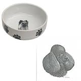 Black Poodle Paw Print Bowl, Porcelain by Rosalinde (7 in. x 2.5 in. deep)