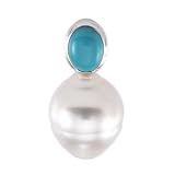 14K Yellow or White Gold Paspaley South Sea Cultured Pearl and Turquoise Pendant - Various Sizes