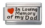 In Loving Memory of My Dad Enamel Red Heart Laser Italian Charm