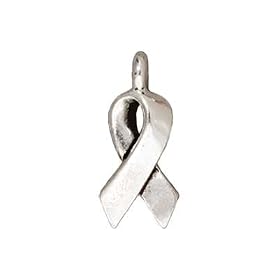 Fine Silver Plated Lead-Free Pewter Awareness Ribbon Charm 16mm (1)