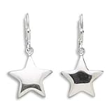 Sterling Silver Polished Puffed Star Lever Back Earrings