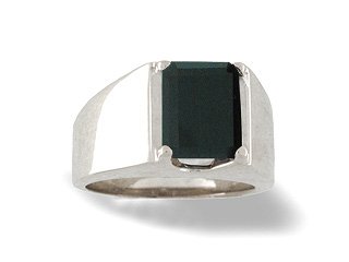 Childrens Toyshop  Jewelry : 14K White Gold Genuine Emerald-cut Black Onyx Men's Ring