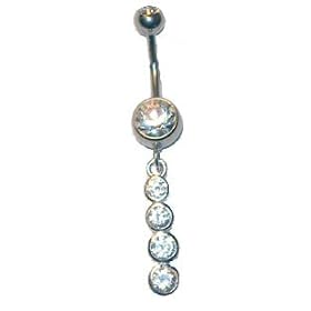 .925 sterling silver drop belly button ring 1/2" by 