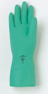 Ansell 37-175 Chemical Resistant Flock Lined 15mil Textured Palm Nitrile Gloves, Size 10, Sold by the dozen pairs