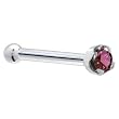Solid 18KT White Gold (Februray) 1.5mm Genuine Purple Diamond Nose Bone - 20 Gauge