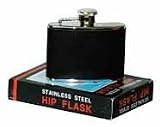 4 Oz. Black Leather L@@ks Vinyl Hip Flask
