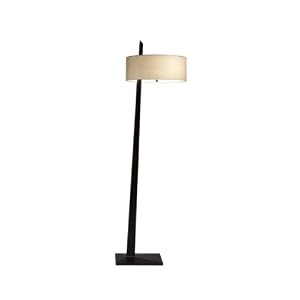 Nova Lighting 11157 Tilt Floor Lamp, Dark Brown Wood, Aged Bronze, Tan Linen Shade