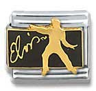 Clearly Charming Elvis Presley Collection Gold Silhouette Rock n Roll Italian Charm