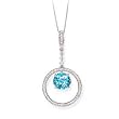 14k White Gold, Diamond & Blue Topaz Drop Pendant (0.25ctw)