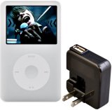 Rix iPod classic 160GB用シリコンケース ホワイト 液晶保護シート+ACアダプタ(ブラック)付き RX-IPS16W-AC