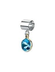 Kera Sterling Silver 14K Gold March Birthstone Bead