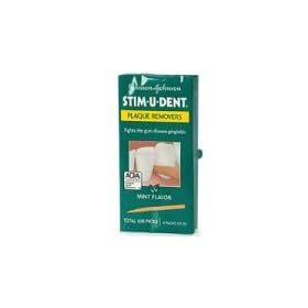 Johnson & Johnson Stim-U-Dent Plaque Removers, Mint Flavor 4 - 25 packs [100 picks]
