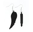 MISMATCHED PVD COATED WING AND BULLET EARRINGS