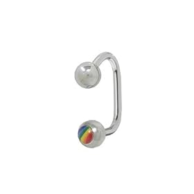 Rainbow Lippy Loop Labret Lip Jewelry - 14 Gauge
