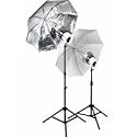 Interfit Photographic 3200k Photoflood 2-Head Lighting Kit with Lightstands & Umbrellas, 1000 watts Output.