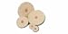 MUSLIN BUFF REGULAR WITH SHELLAC CENTERS 5" DIAMETER X 45 PLY 3 ROWS OF STITCHING