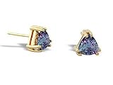 14K Yellow Gold Trillion Created Alexandrite Stud Earrings