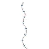 Anklet Aqua Blue Butterfly Sterling Silver