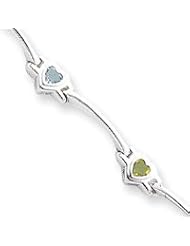 Sterling Silver Heart Colored CZ Bar Bracelet QG198-7"