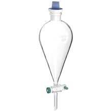 Chemglass CG-1747-03 Glass Squibb Style Separatory Funnel, with 2mm PTFE Stopcock, 125mL Capacity