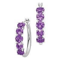 10kt. White Gold, Amethyst Fashion Hoop Earrings by Fred Meyer Jewelers