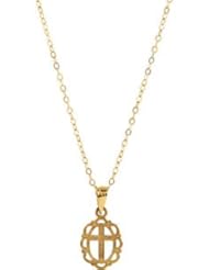 Youth Disc With Cross Pendant With 15" Chain 14K Gold Yellow 19653