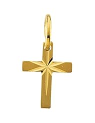 10.00X07.50 Mm 14K Yellow Gold ChildS Cross Pendant W/Star