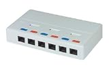Category 5E Surface Box, 6 Port, RJ45 (8x8), Color: White