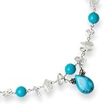 Sterling Silver Turquoise And Blue Topaz Chip Necklace - 16 Inch