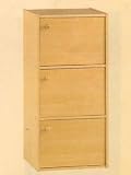 NEW 3 LEVEL WOODEN CABINET W, DOORS IN NATURAL FINISH