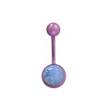 Pink Titanium Belly Button Ring with Lava Stone