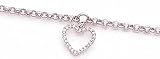 14kt White Gold Diamond Heart Charm Anklet- DS1098