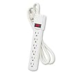 Kensington&reg; Six-Outlet Power Strip, 120V, 4ft Cord, 1-1/2 x 3-3/4 x 13, Platinum