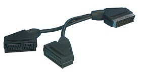 21 PIN SCART PLUG TO 2 SCART SOCKETS TV/DVD ADAPTOR/SPLITTER