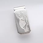 Rhodium Finish Golf Bag Hinged Money Clip