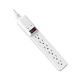 Surge Protector, 6 Outlets, 15' Cord, 450 Joules, White