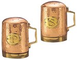 Old Dutch International 4 Inch Solid Copper Hammered Stovetop Salt & Pepper Set