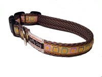 Quick Dry Comfortable Air Dog Collar(Tan Squares)(Large)